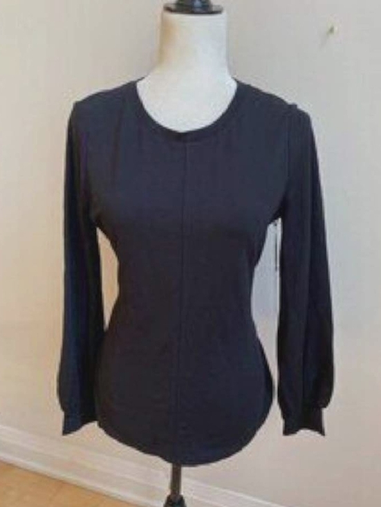 Tops - Women's Long-Sleeve Crewneck Top - Black